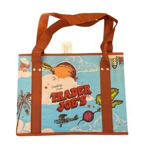 Trader Joe’s Blue and Orange Tote Bag collapsible. NWT